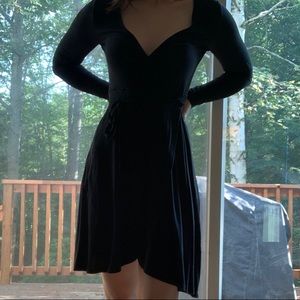 Black Long Sleeve Wrap Dress